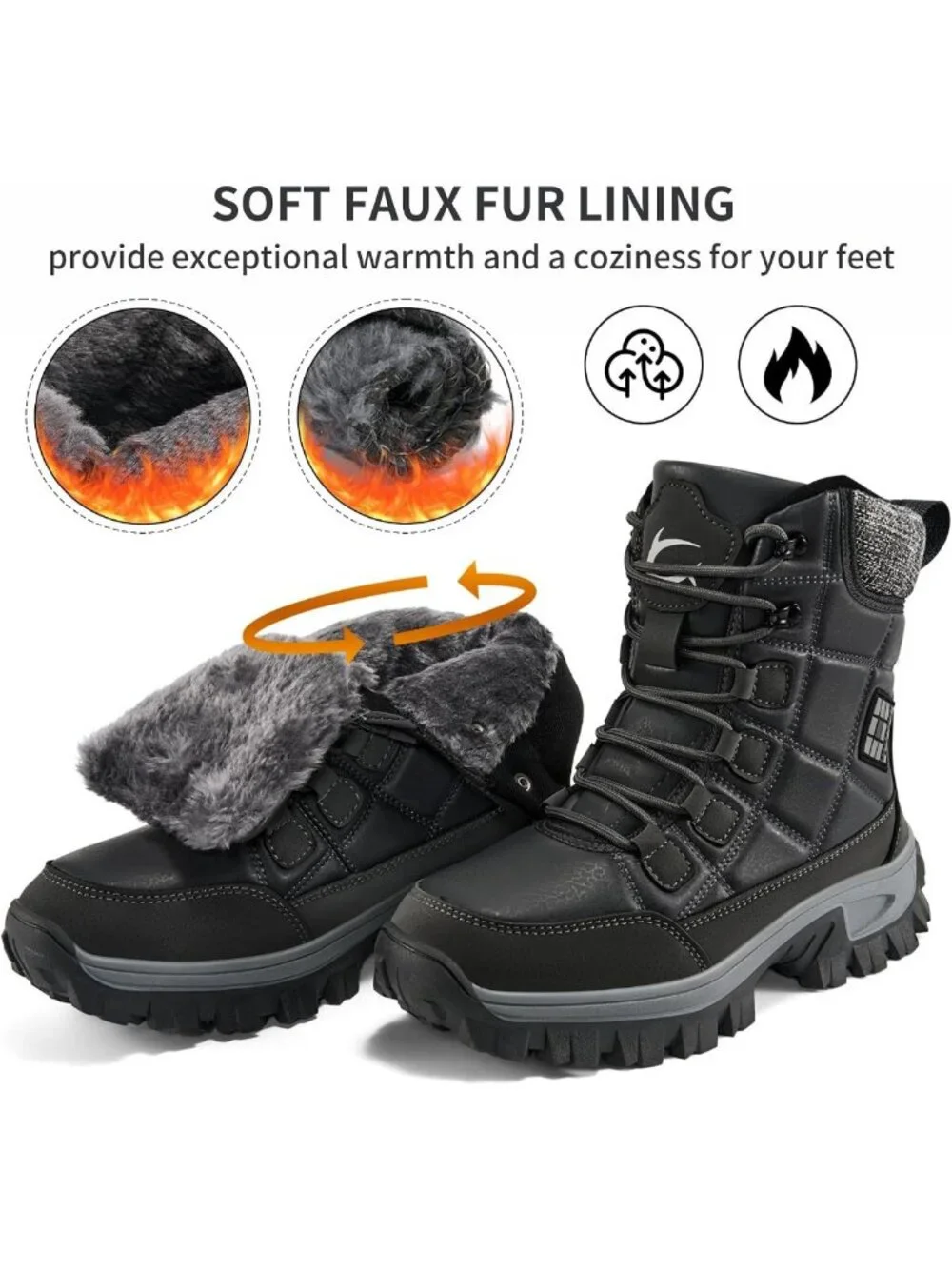 Cozy Waterproof Winter Snow Boots for Women | Fur Lined Ankle Booties for Hiking
